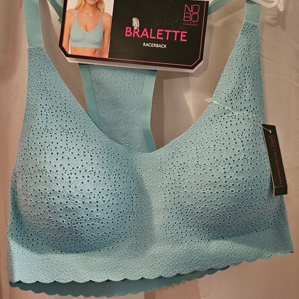 No Boundaries Sea Foam Blue Lace Eyelet Bralette Racerback Bra